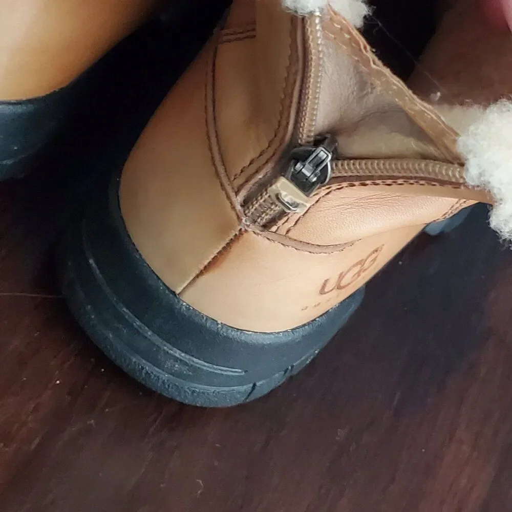 Vintage Leather & Sheep Skin Ugg Zip-up & Slip-in Boots w/Non-Slip soles  6